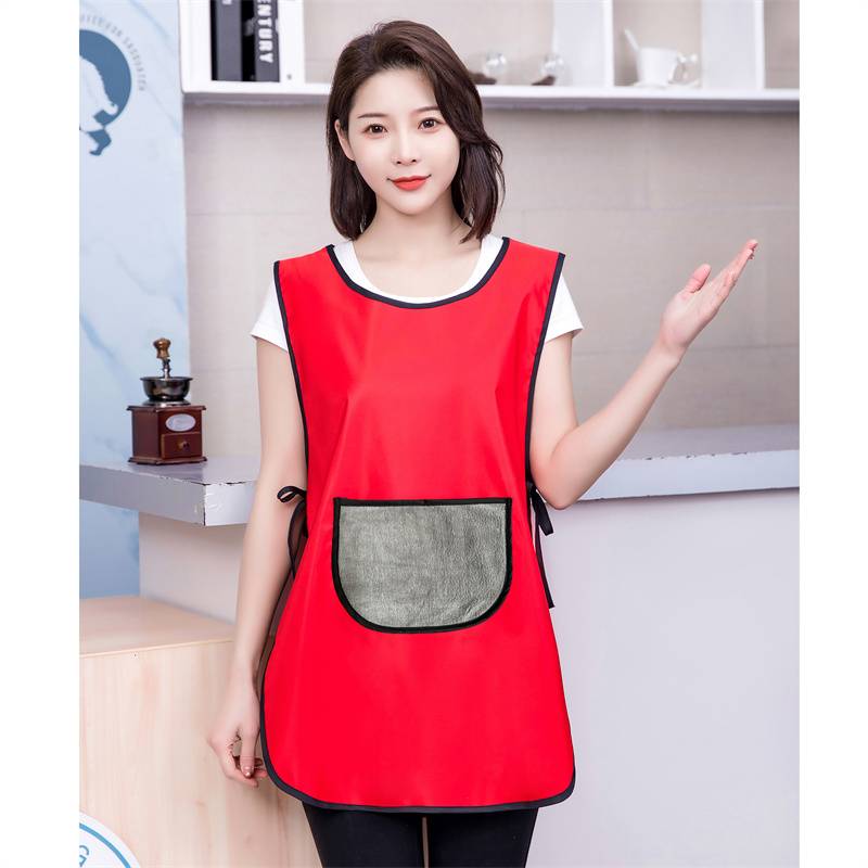 But wipe hands -- side-banded with Japanese apron red